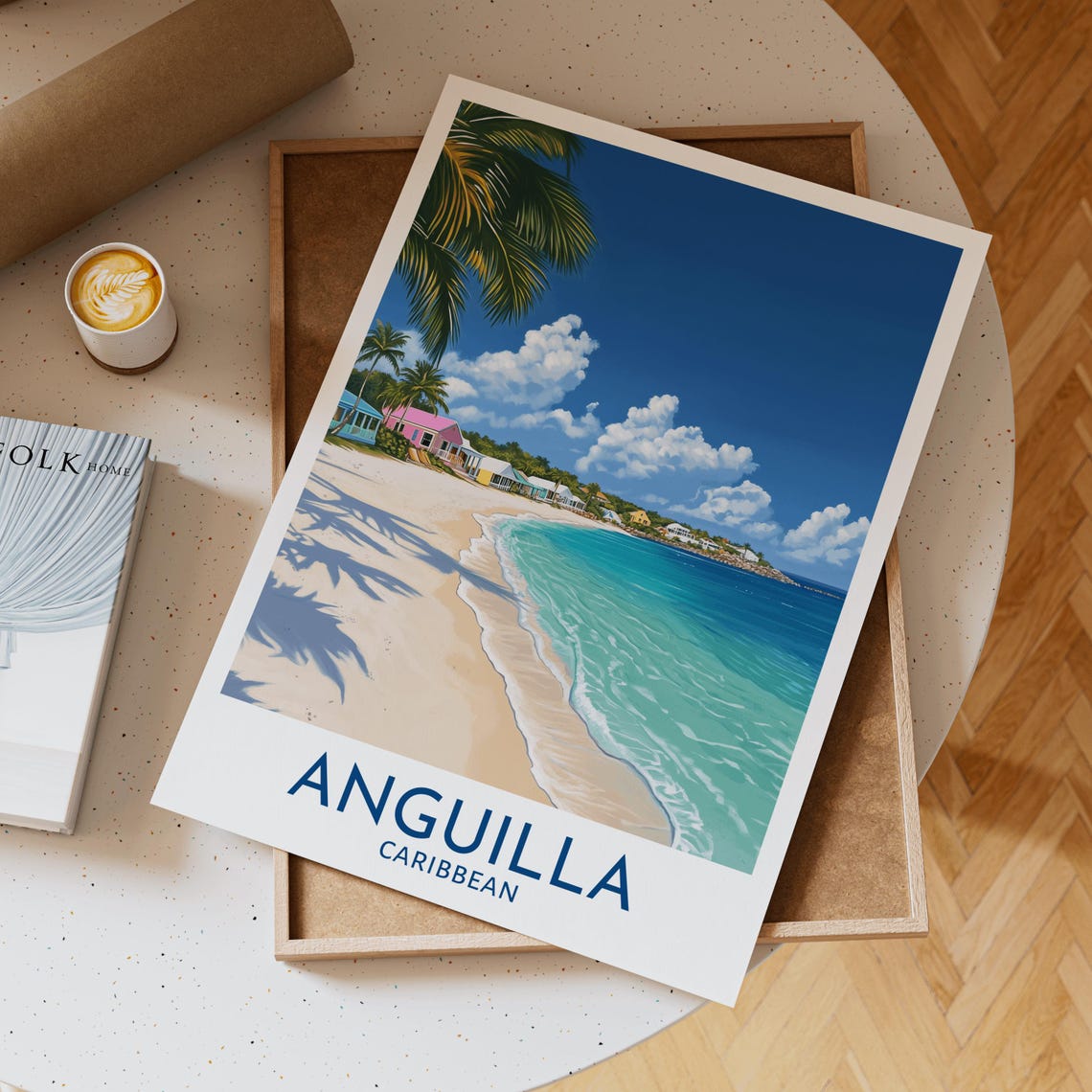 Anguilla Caribbean Beach Unframed Palm Shade Turquoise Ocean Poster