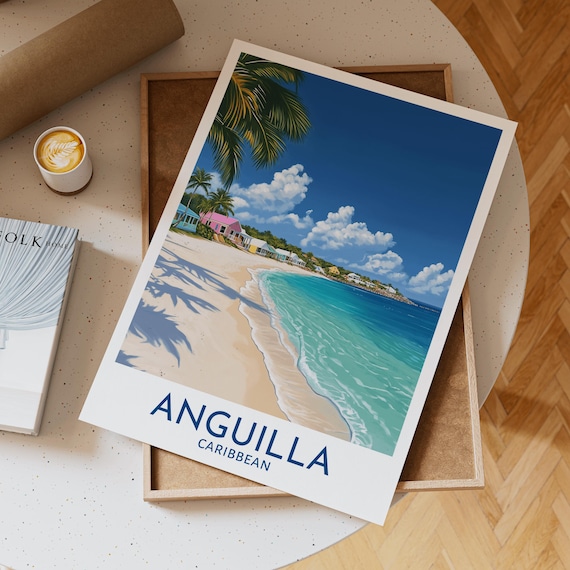 Anguilla Caribbean Beach Unframed Palm Shade Turquoise Ocean Poster