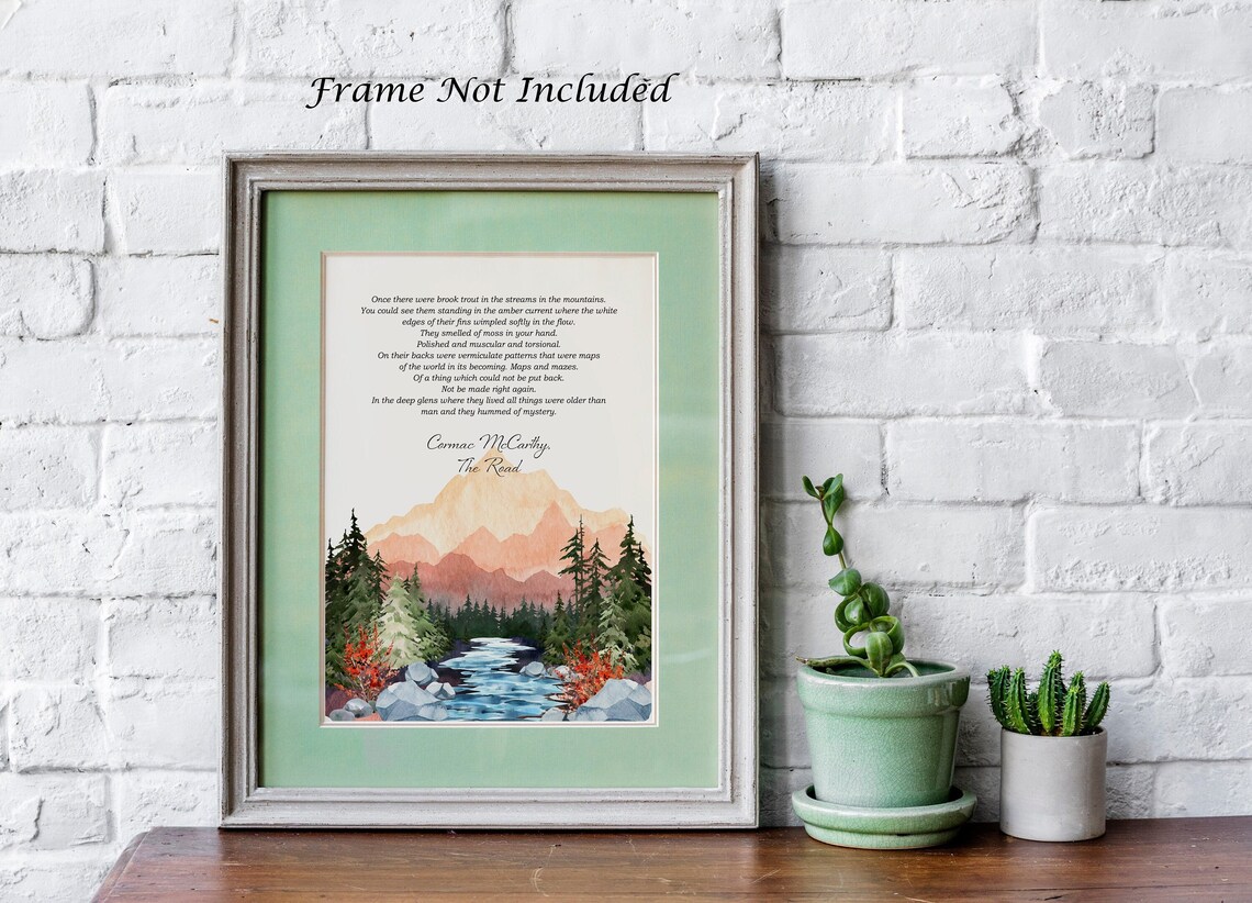 The Road, Cormac McCarthy Brook Trout Quote Art Print
