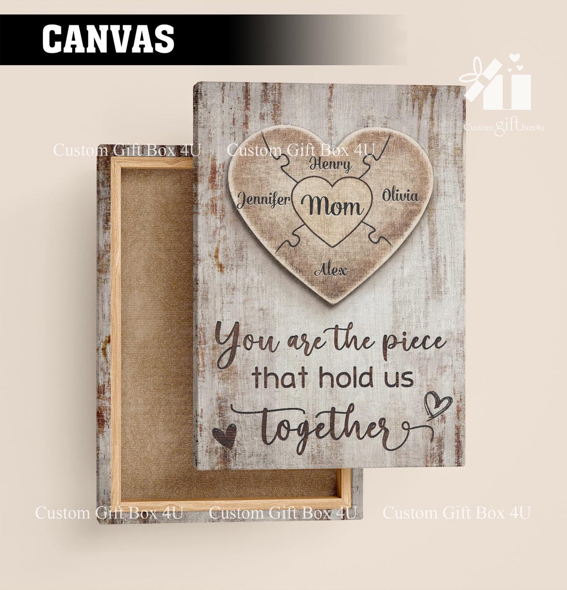 You Are The Piece That Holds Us Together Heart Puzzle Mom Poster - Image 3