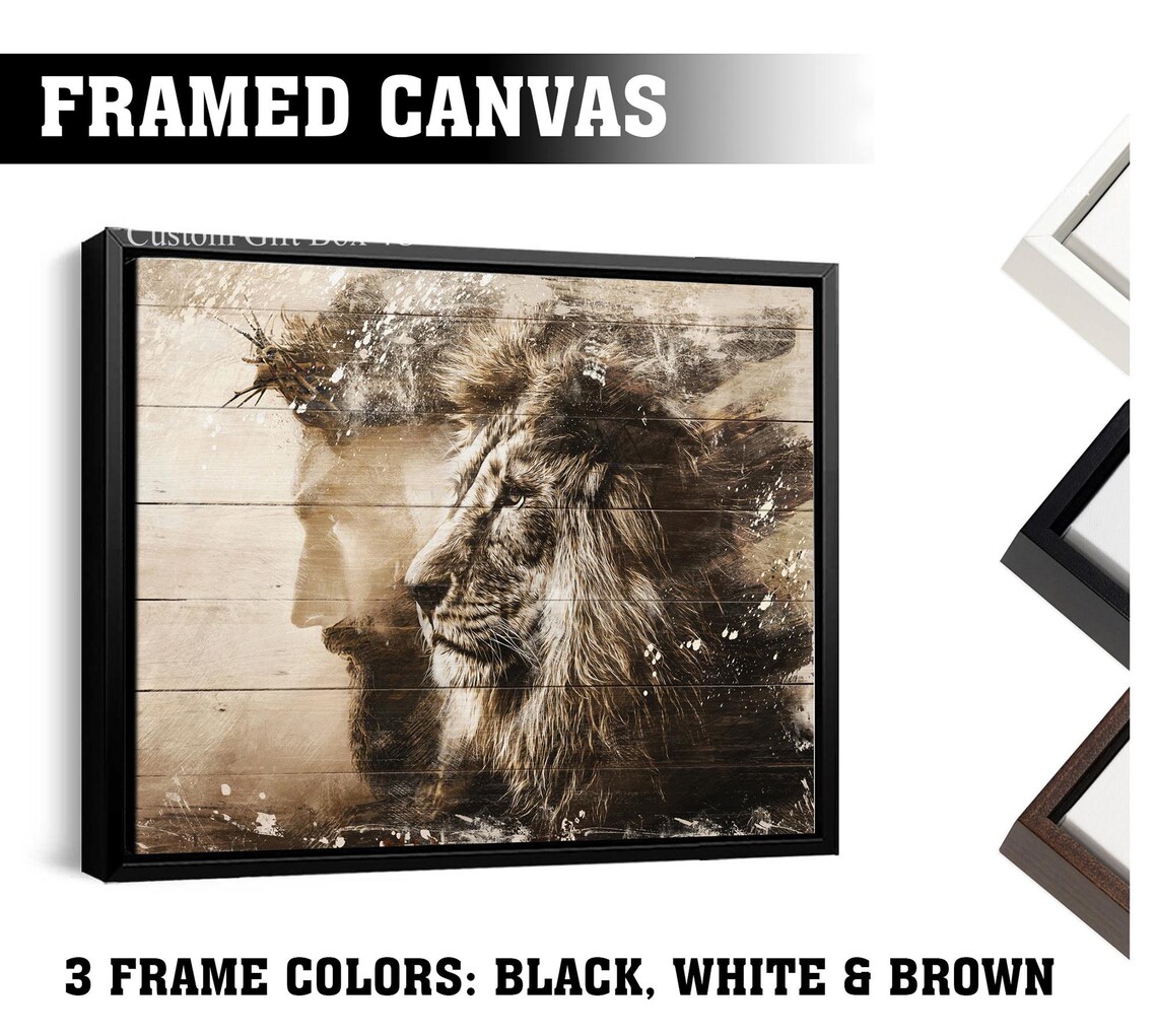 Lion Of Judah Double Exposure Jesus Whitewash Wood Faith Poster - Image 3