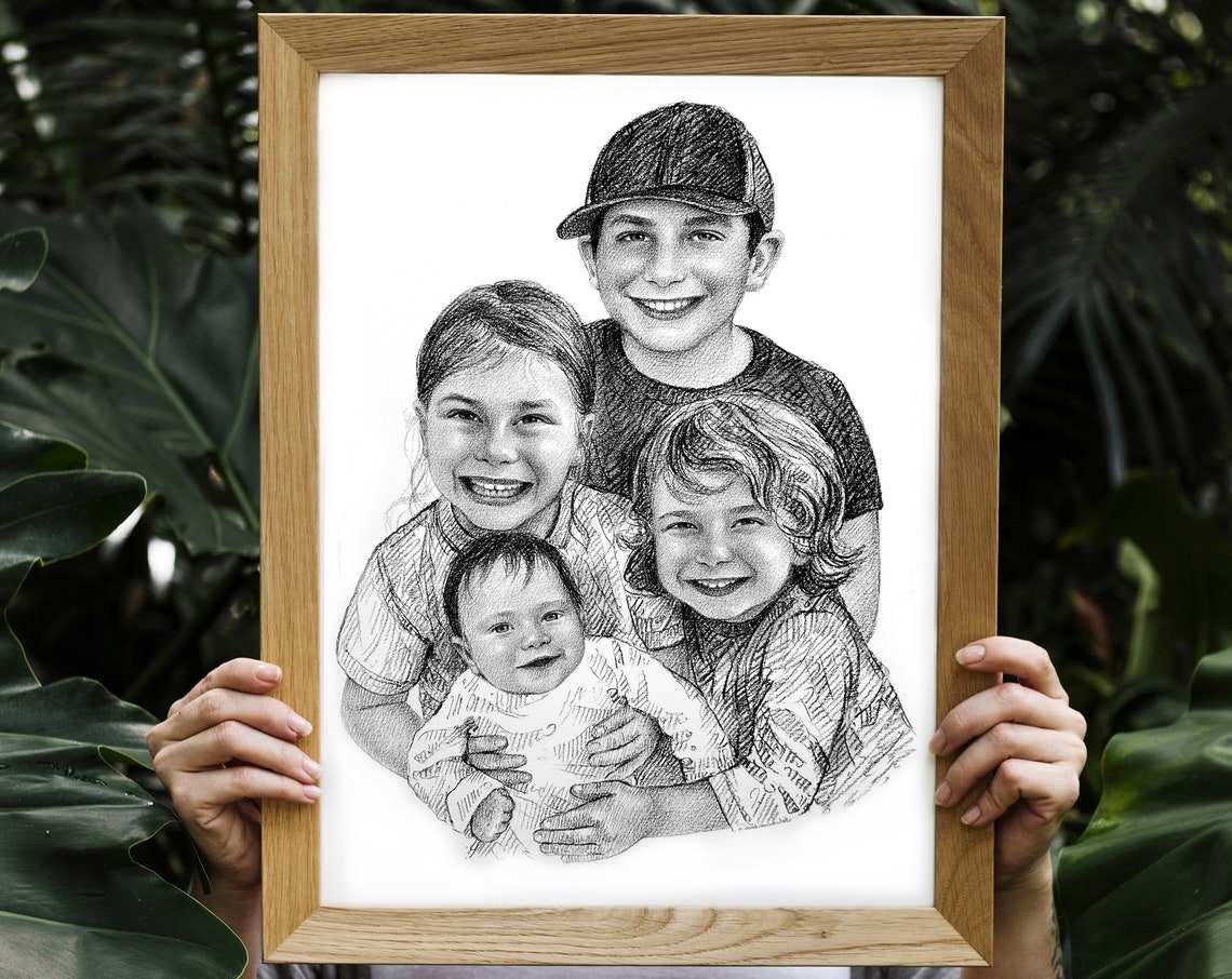 Grandma Christmas Gift From Grandkids Christmas Gifts For Grandparents Custom Portrait From Photo Birthday Gift For Grandma Personalized