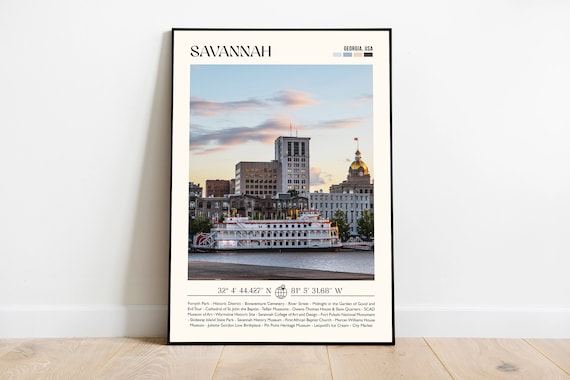Savannah Georgia USA Riverboat Waterfront Sunset Photo Travel Poster