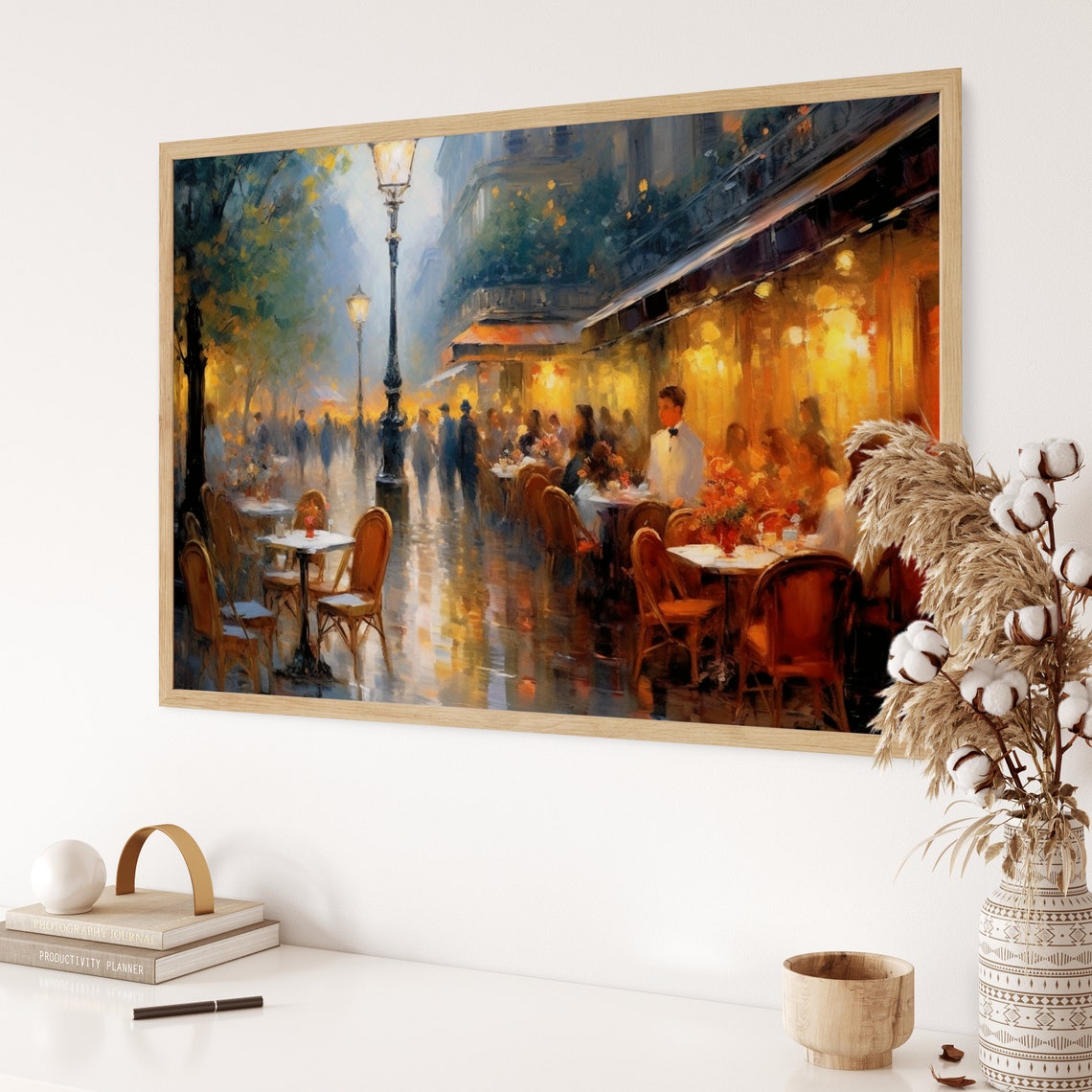 Paris Cafe Terrace Painting Evening Bistro Street Scene Poster - Image 2
