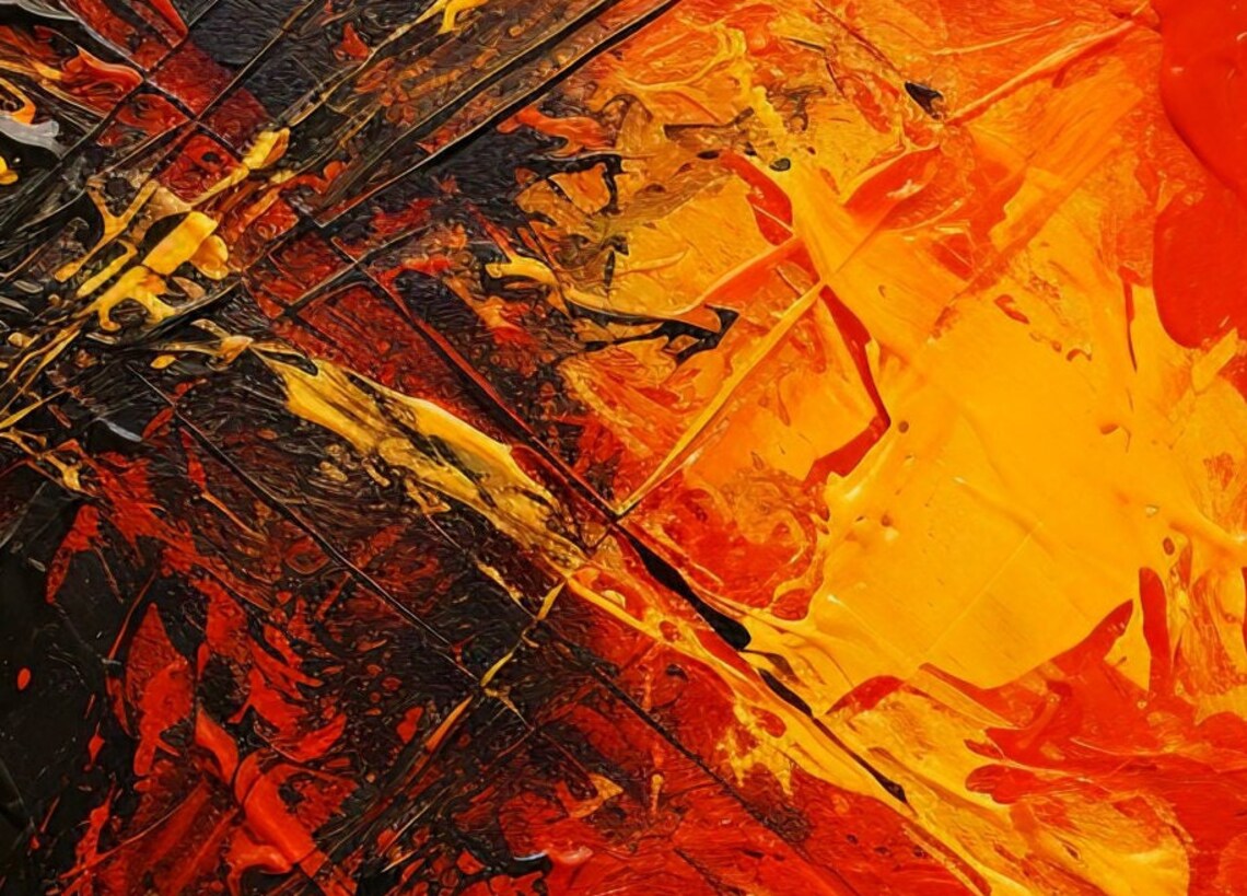 Abstract Red and Black Impasto Painting Bold Modern Oil Poster - Image 3