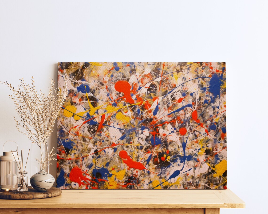 Abstract Splatter Painting, Pollock-Inspired Decor