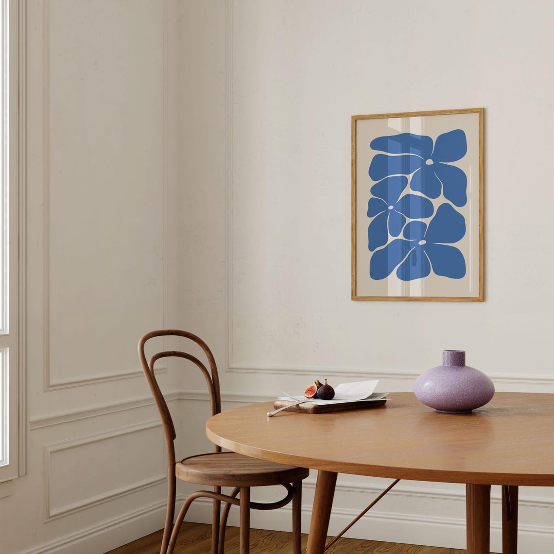 Cobalt Blue Bold Floral Cutout Modern Abstract Flower Shapes Poster - Image 3