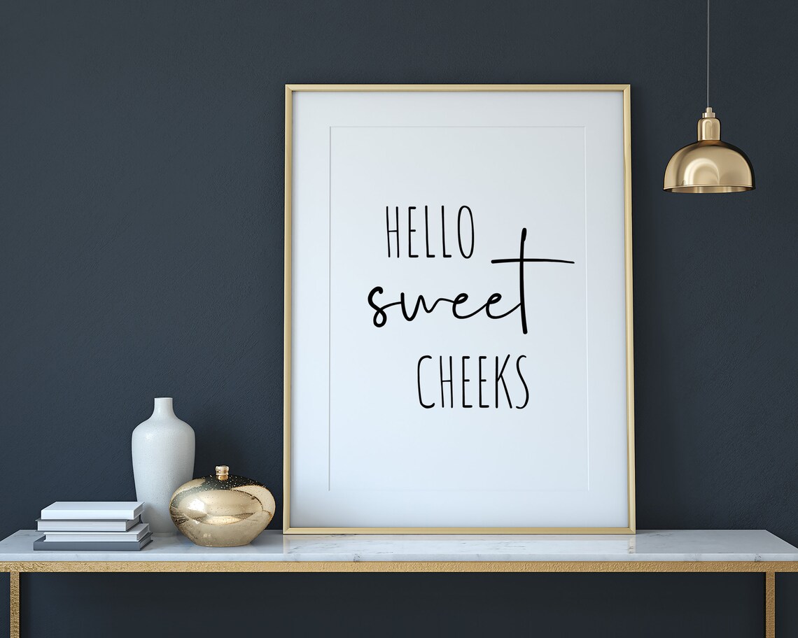 Hello Sweet Cheeks Bathroom Minimalist Poster Print - Image 3