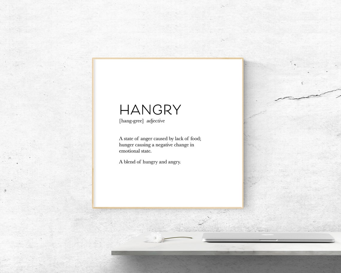 Hangry Definition Print Funny Kitchen Food Lover Humor Dictionary Art - Image 2