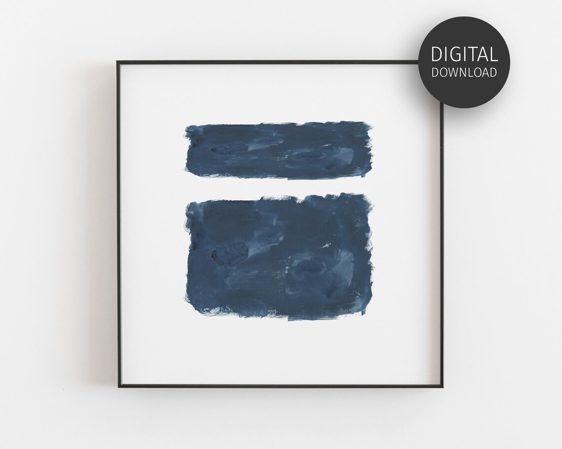 Abstract Blue Watercolour Minimalist Wall Art Print