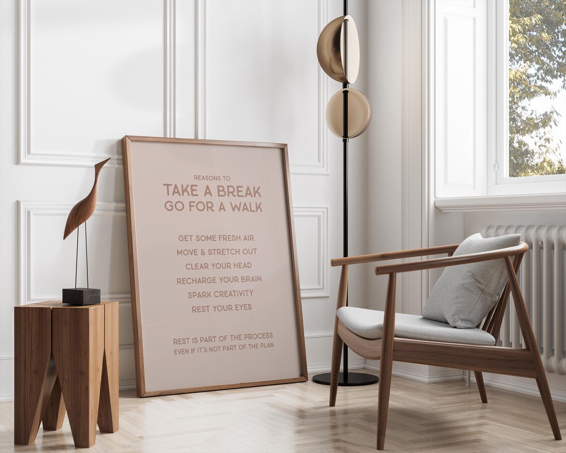 Take A Break Quote Art Print, Neutral Home Office Decor - Image 2