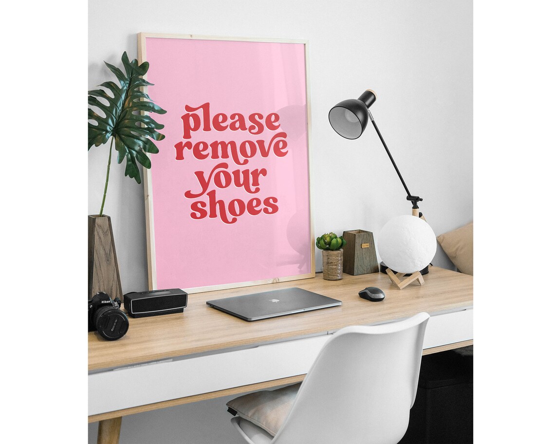 Please Remove Shoes Sign, Retro Entrance Poster - Image 2