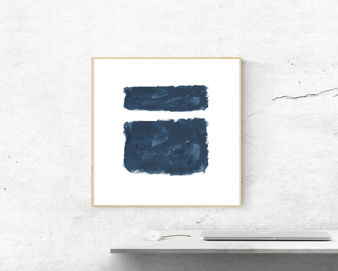 Abstract Blue Watercolour Minimalist Wall Art Print - Image 3