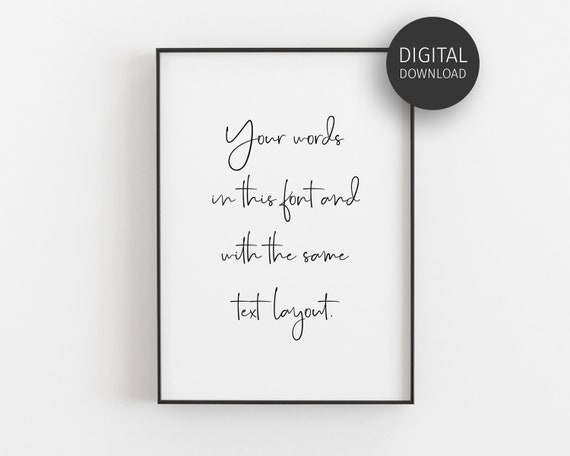 Custom Typography Print Prints Handwritten Font Personalized Poster Quote Large Wall Art Quote Art Minimalist