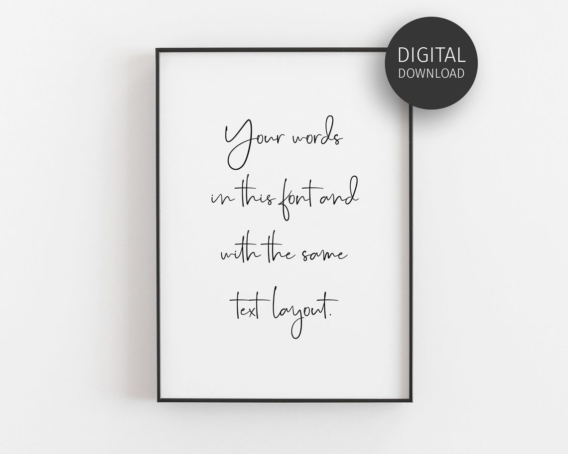 Custom Typography Print Prints Handwritten Font Personalized Poster Quote Large Wall Art Quote Art Minimalist