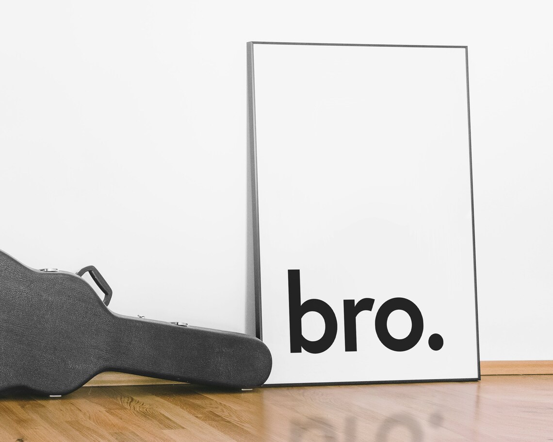 Bro Typography Print Funny Minimalist Boys Room Modern Black and White Decor - Image 2