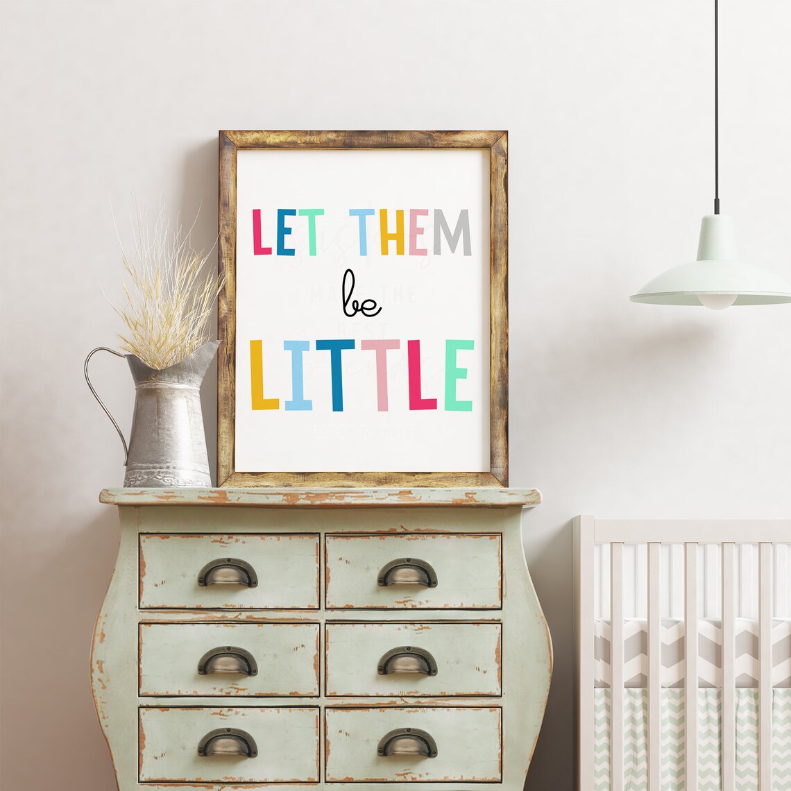 Let Them Be Little Colorful Nursery Kids Room Decor Quote Poster - Image 3