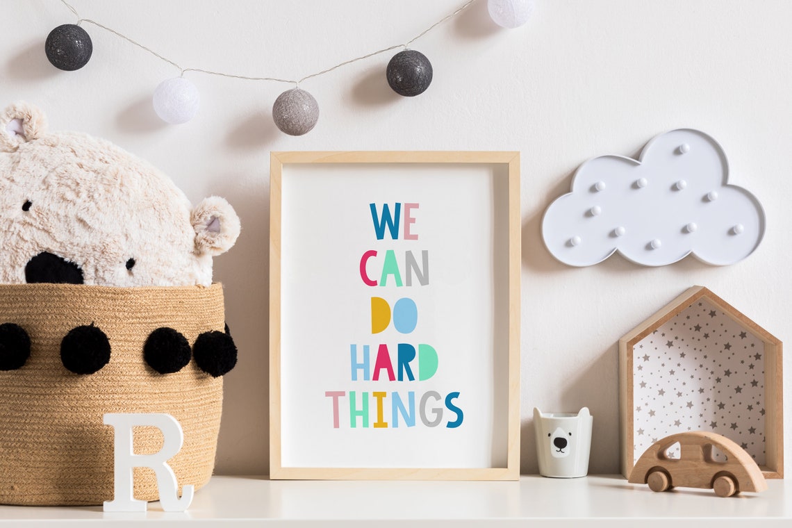 We Can Do Hard Things Colorful Kids Affirmation Nursery Quote Poster - Image 4