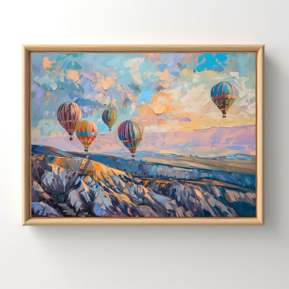 Cappadocia Hot Air Balloons Sunrise Valley Oil Painting Poster