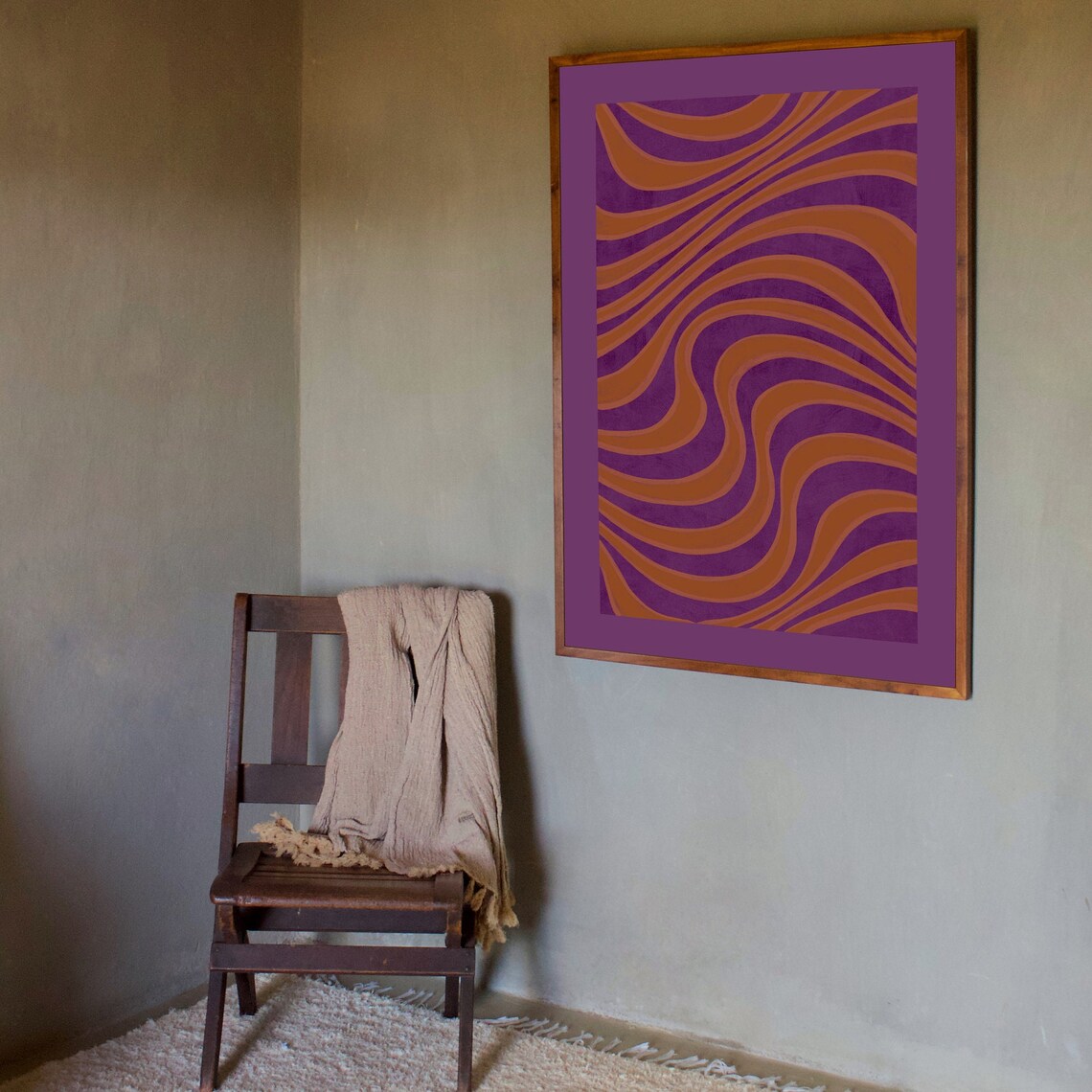 Purple And Orange Abstract Art Print, 60s 70s Style - Image 2