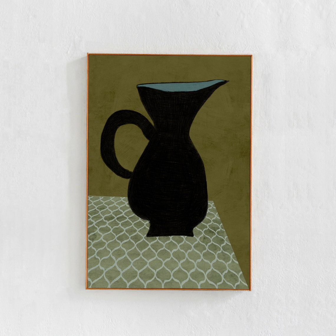 Olive Green Still Life, Contemporary Eclectic Art Print