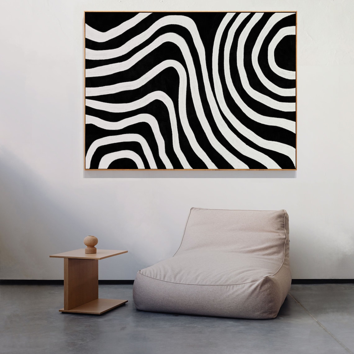 Abstract Wavy Lines - Black And White