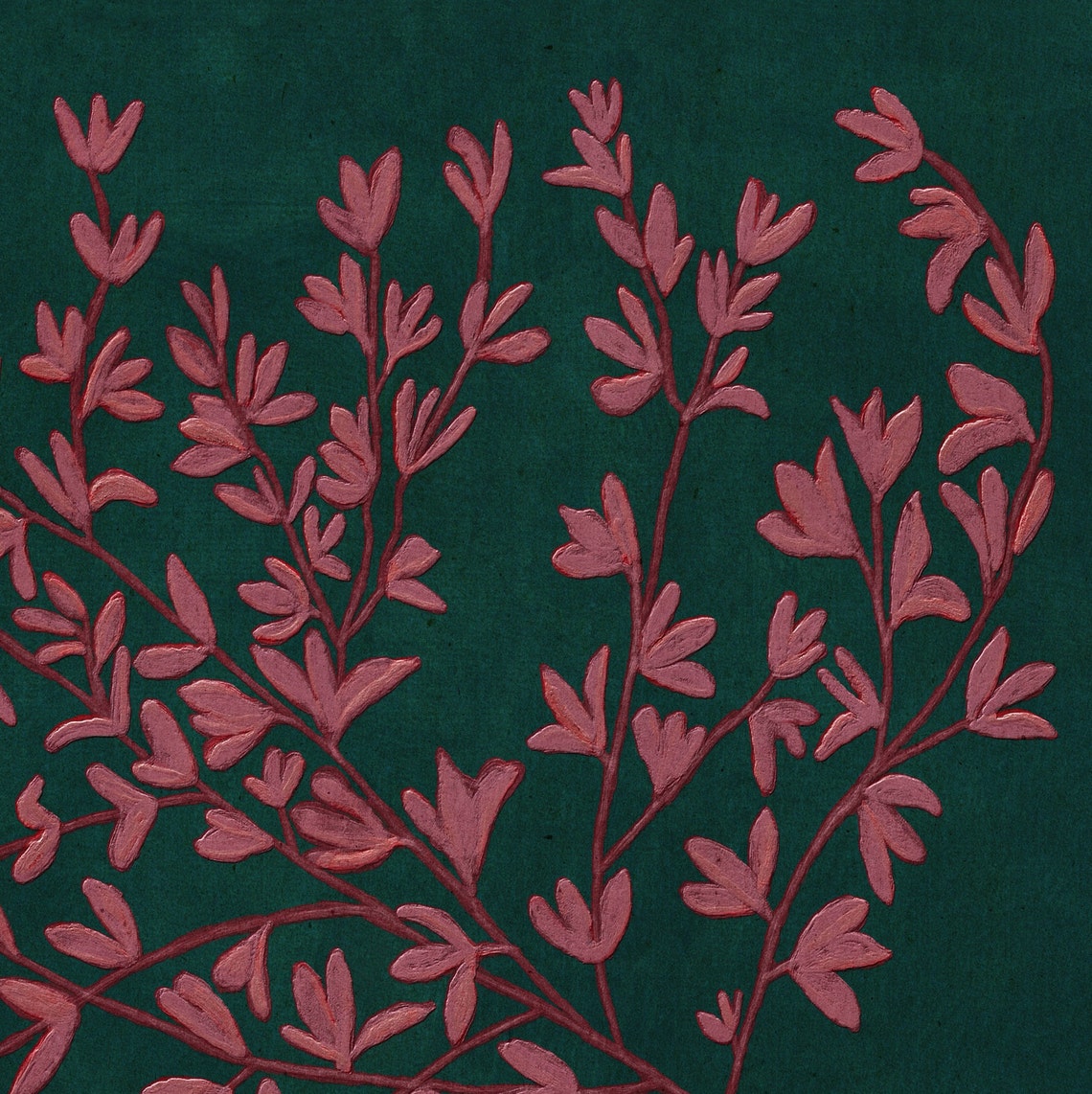Green and Pink Boho Botanical Floral Art Print - Image 3