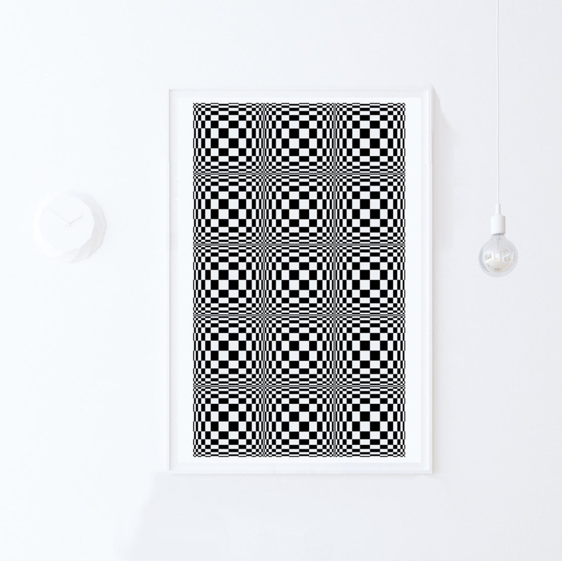 Black And White Checkered Print, Optical Illusion Poster - Image 3