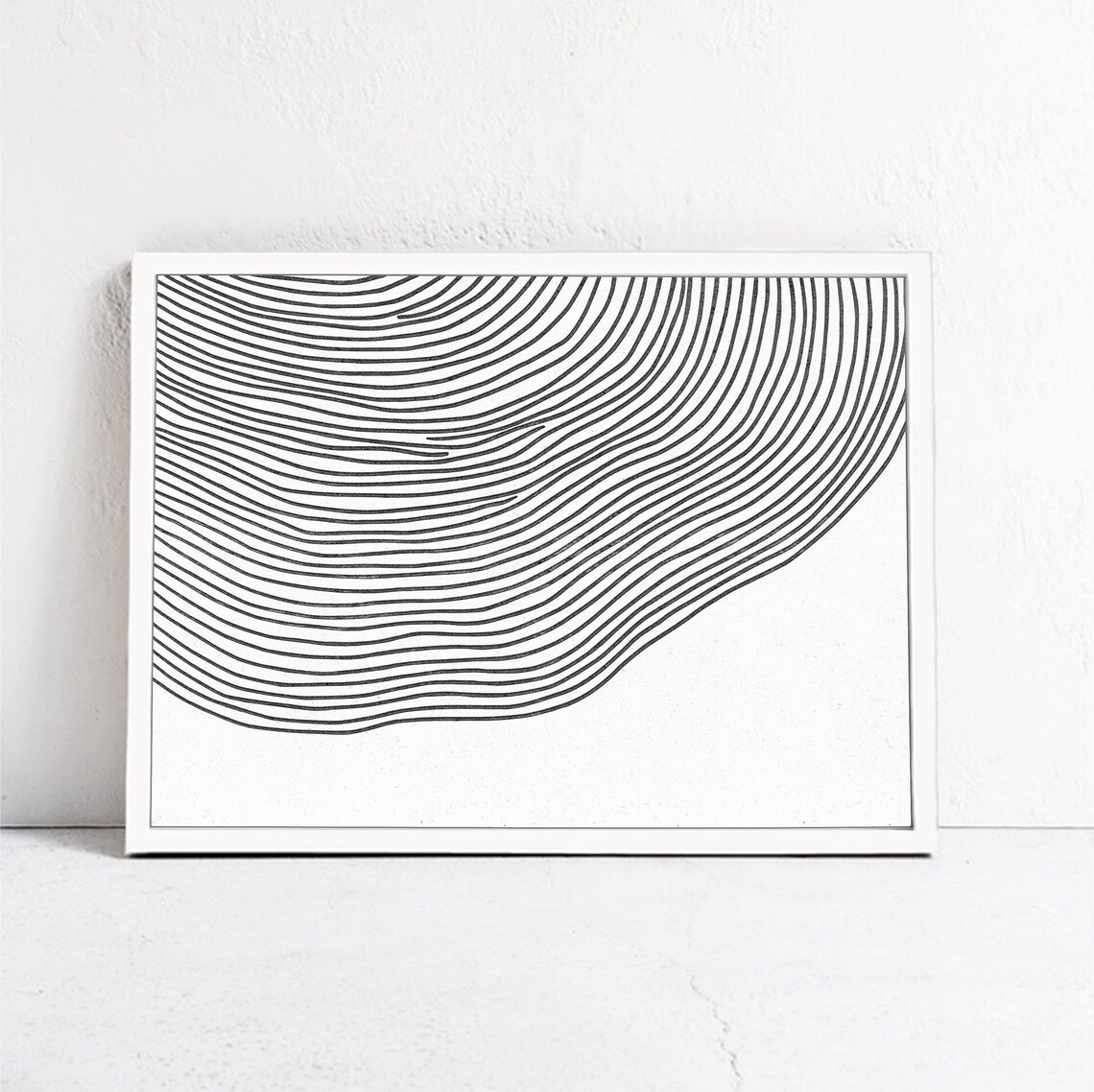 Abstract Lines Minimalist Wall Art Print, Black & White - Image 2