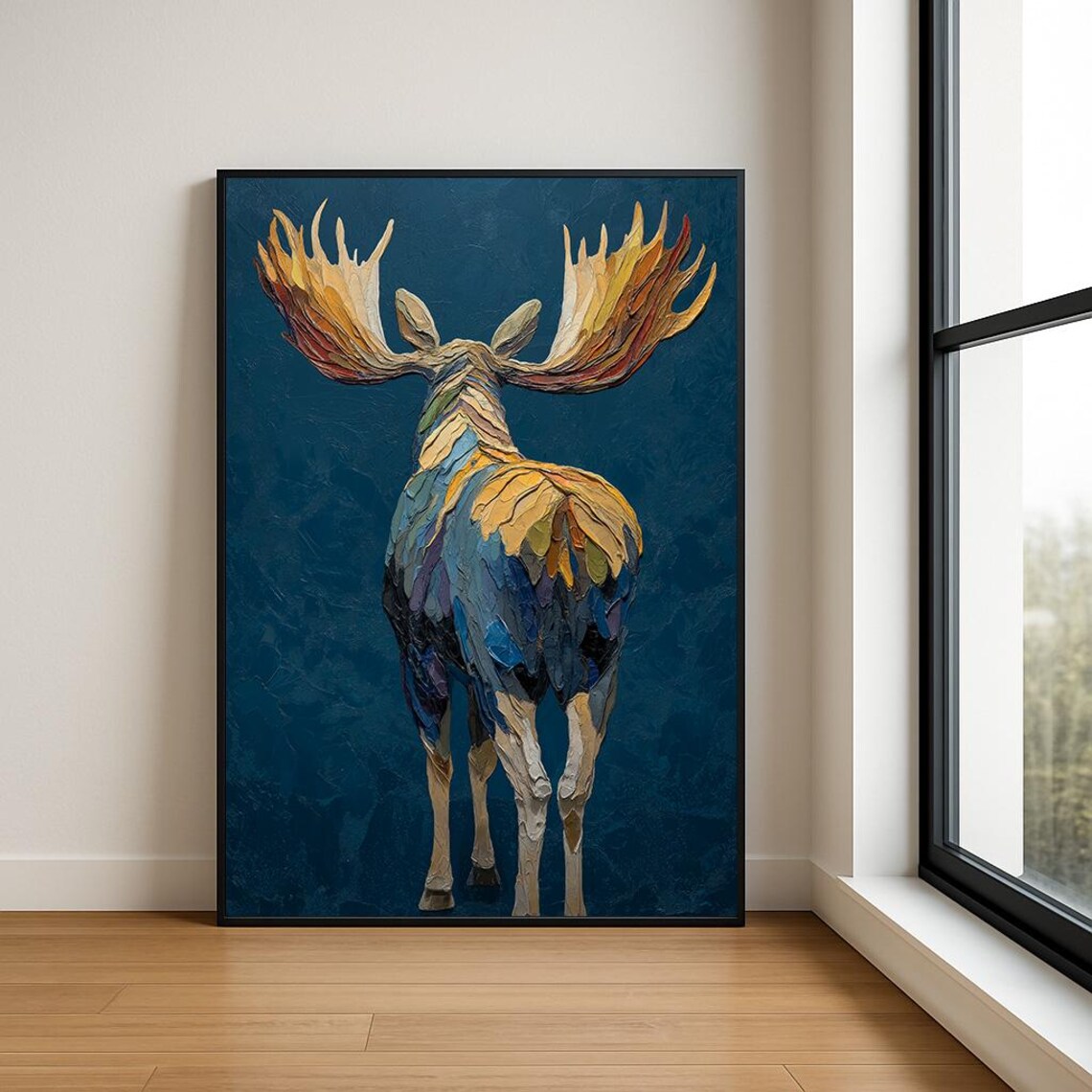 Colorful Moose Art Print Modern Animal Wall Decor
