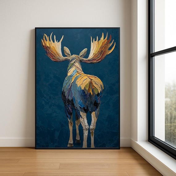 Colorful Moose Art Print Modern Animal Wall Decor