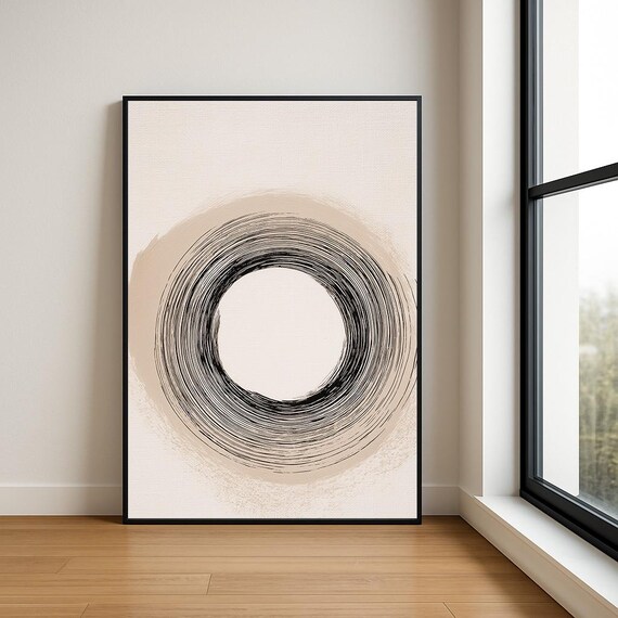 Minimalist Abstract Circle Print Multicolour Modern Wall Art Mid Century Style