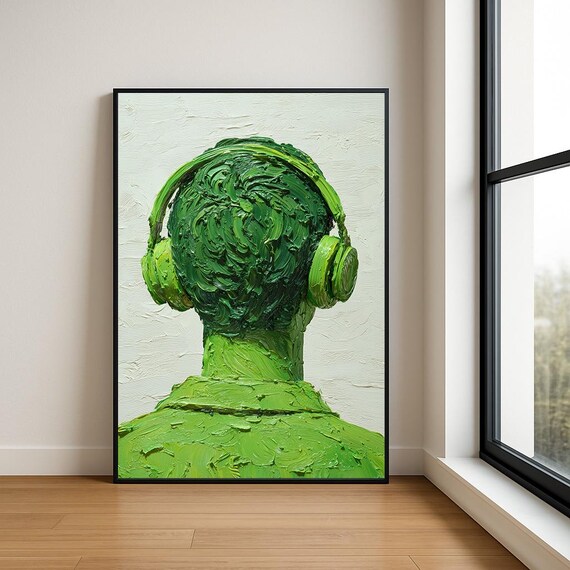 Music Lover Wall Art Print Textured Musician Abstract Oil Painting