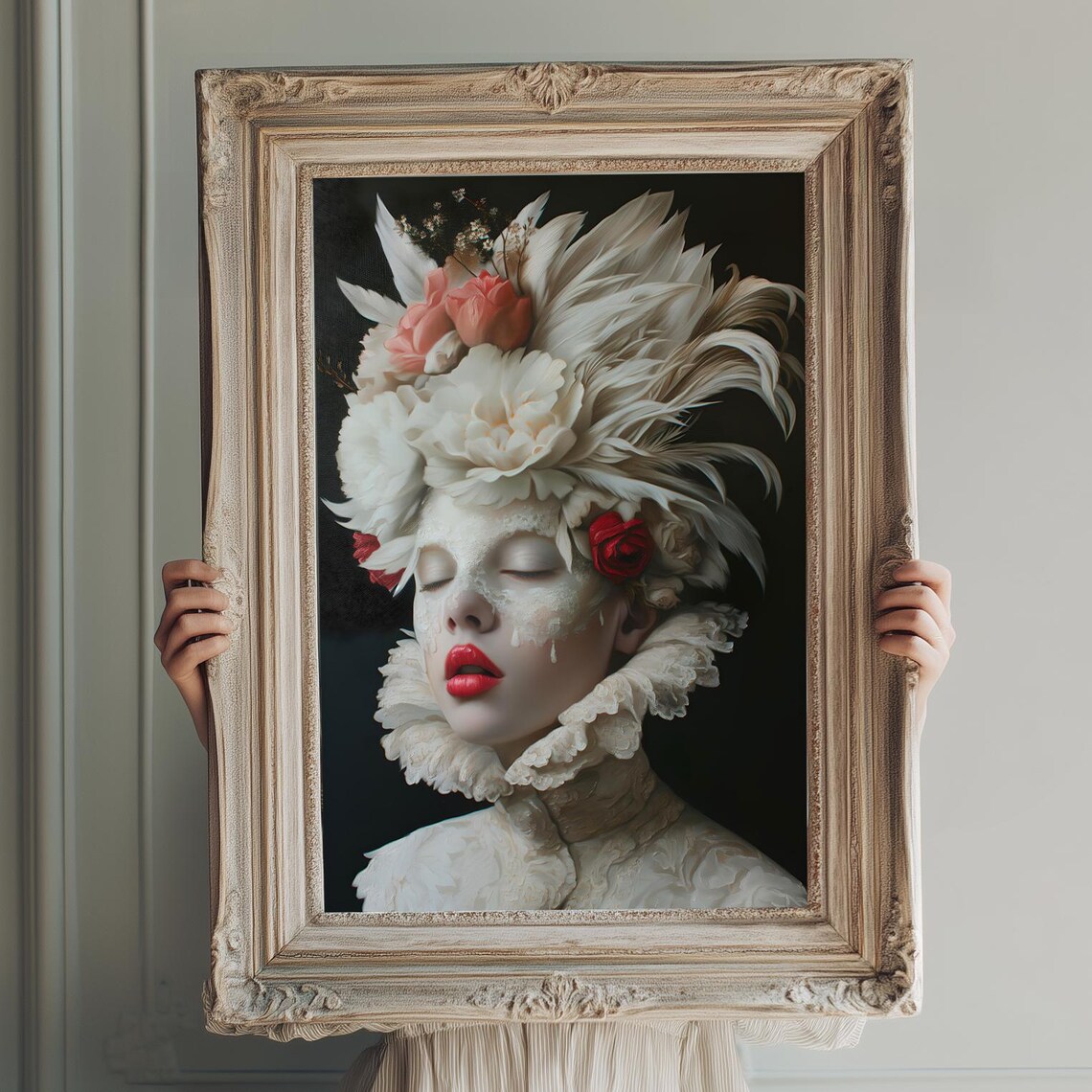 White Lies Woman Portrait Wall Art Print Home Decor Surreal Fantasy