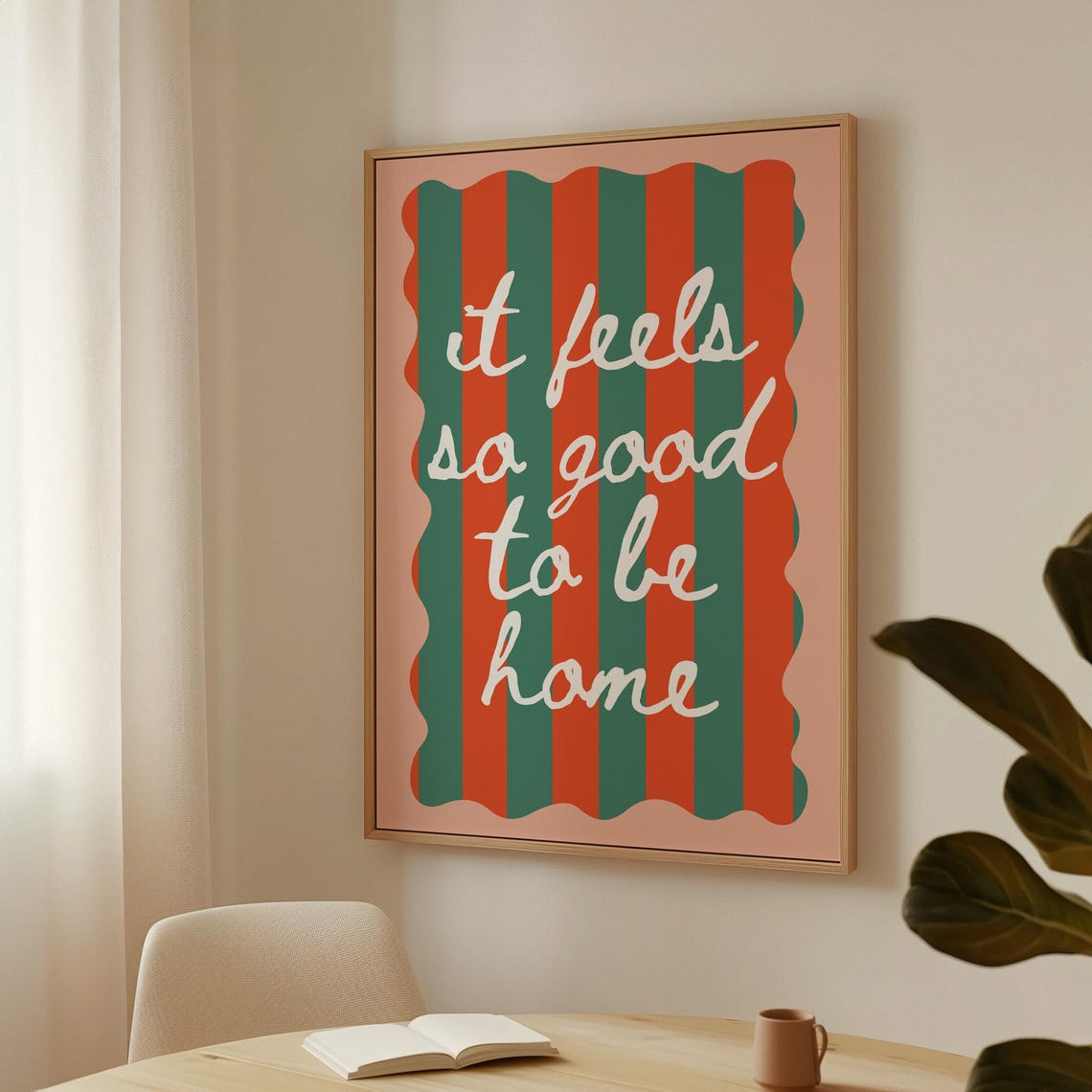 It Feels So Good To Be Home Print Wavy Wall Art Preppy Striped Affirmation Poster Retro Apartment Dorm Decor 47