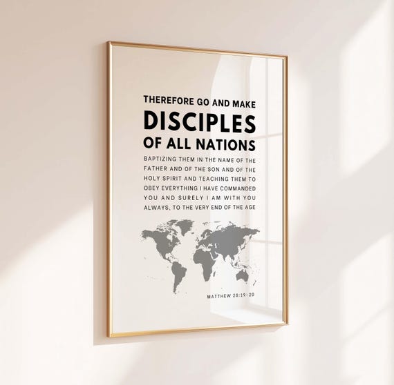 Matthew 28:19-20 Bible Verse Art Print, Church Decor