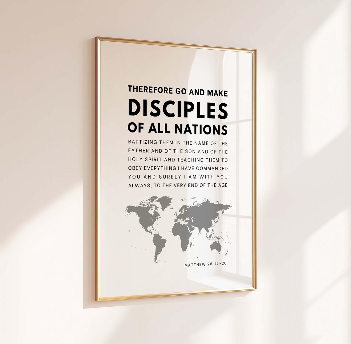 Matthew 28:19-20 Bible Verse Art Print, Church Decor
