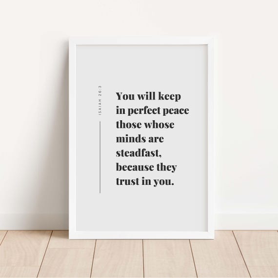 Isaiah 263 Niv You Will Keep Him In Perfect Peace Wall Art Christian Bible Verse Scripture
