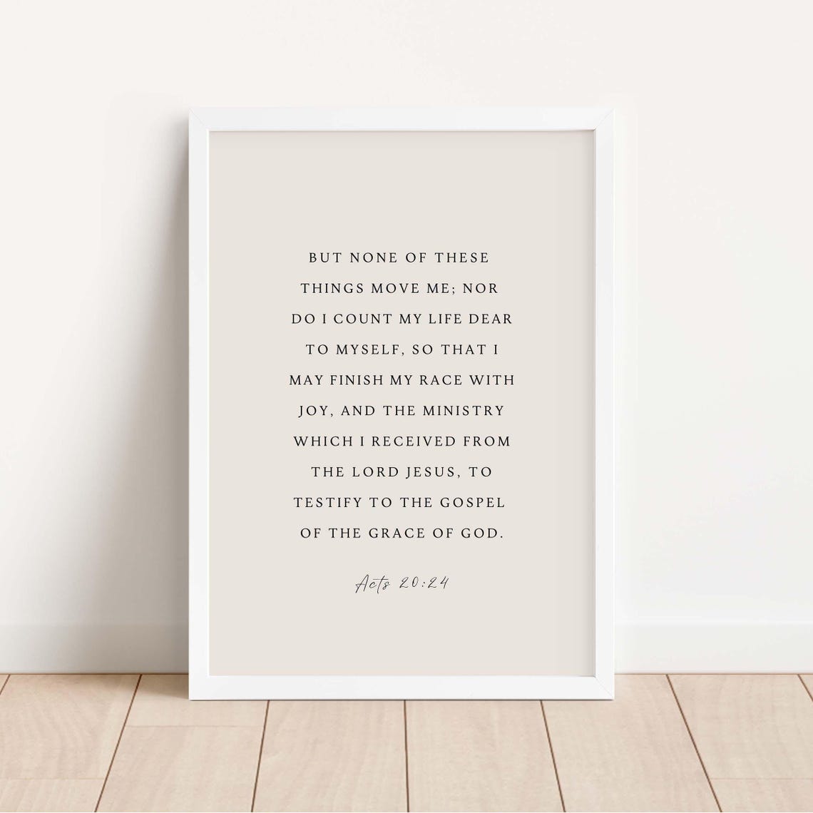 Finish My Race With Joy Acts 20:24 Minimalist Scripture Poster