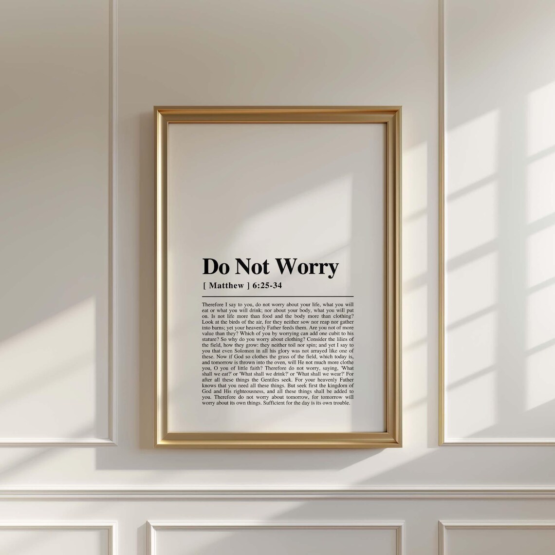 Matthew 6:25-34 NKJV Do Not Worry Scripture Art Print