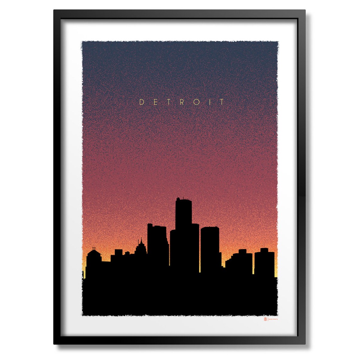 Detroit Michigan Skyline Silhouette Sunset Dusk Minimalist City Poster