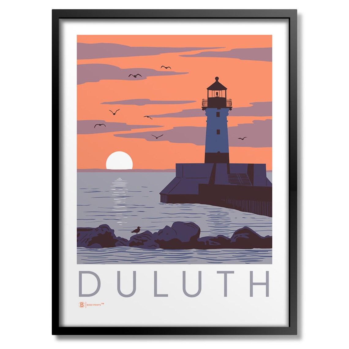 Duluth Harbor Travel Poster, Coastal Nautical Wall Art