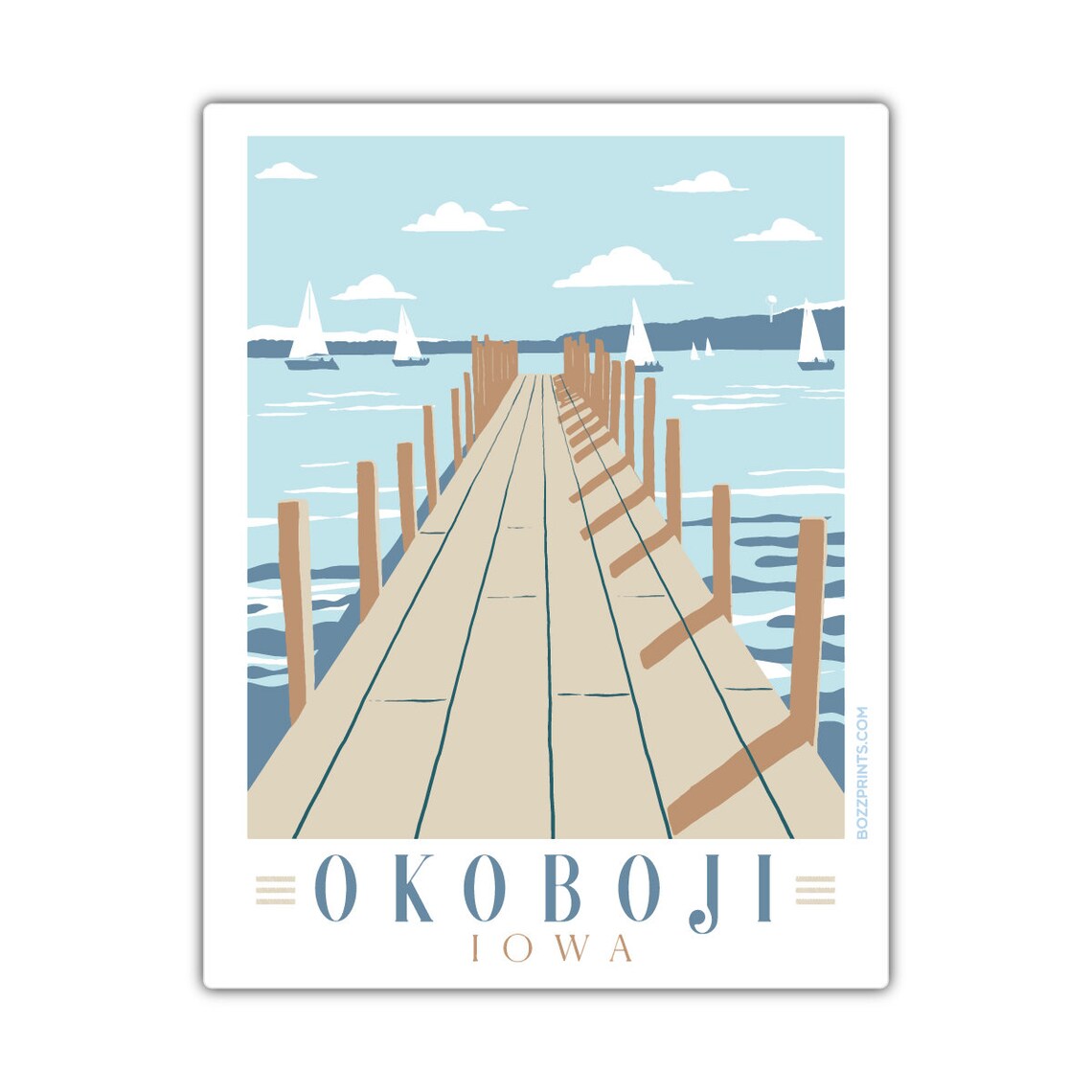 Lake Okoboji Coastal Travel Poster Art Print