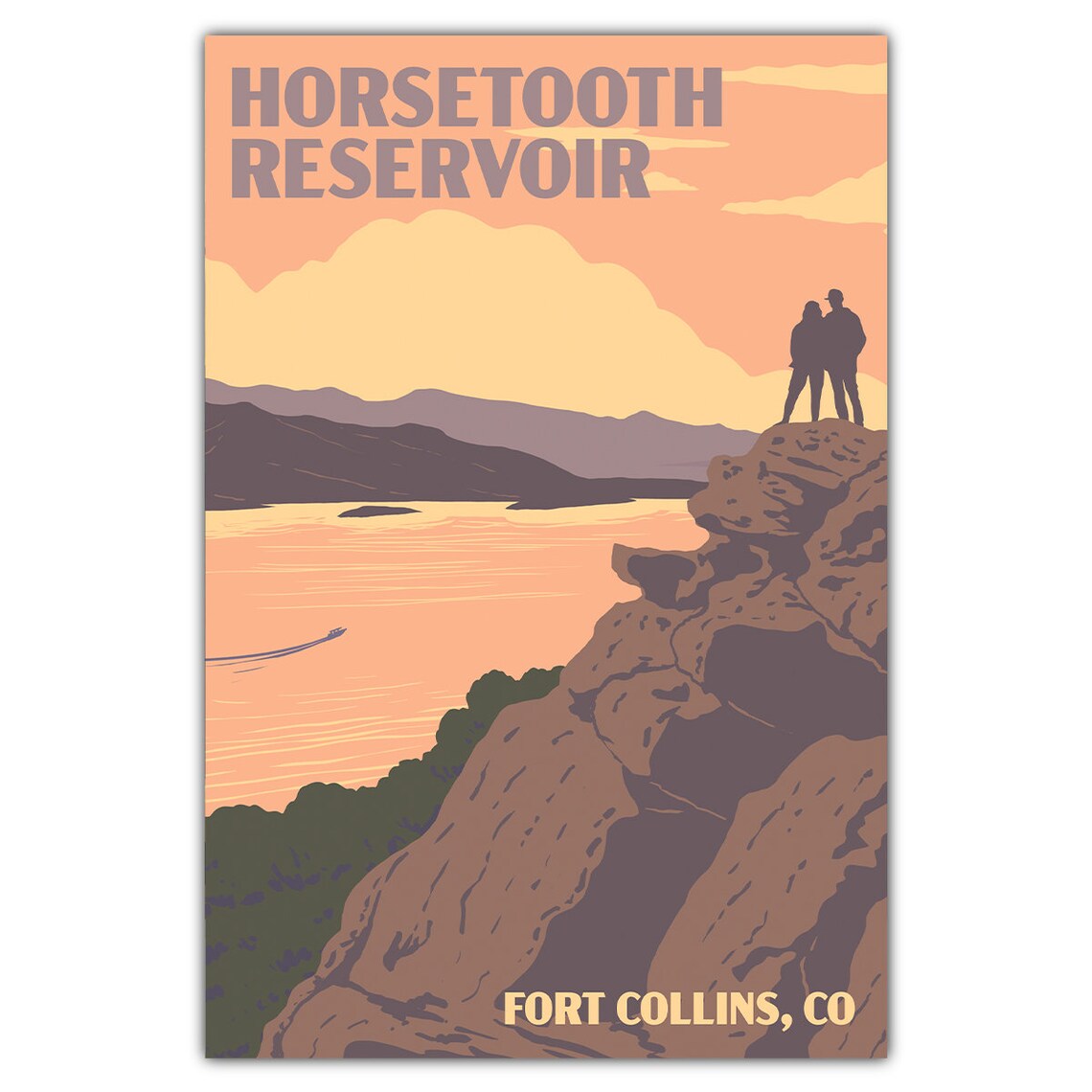 Horsetooth Reservoir Travel Poster, Colorado Lake