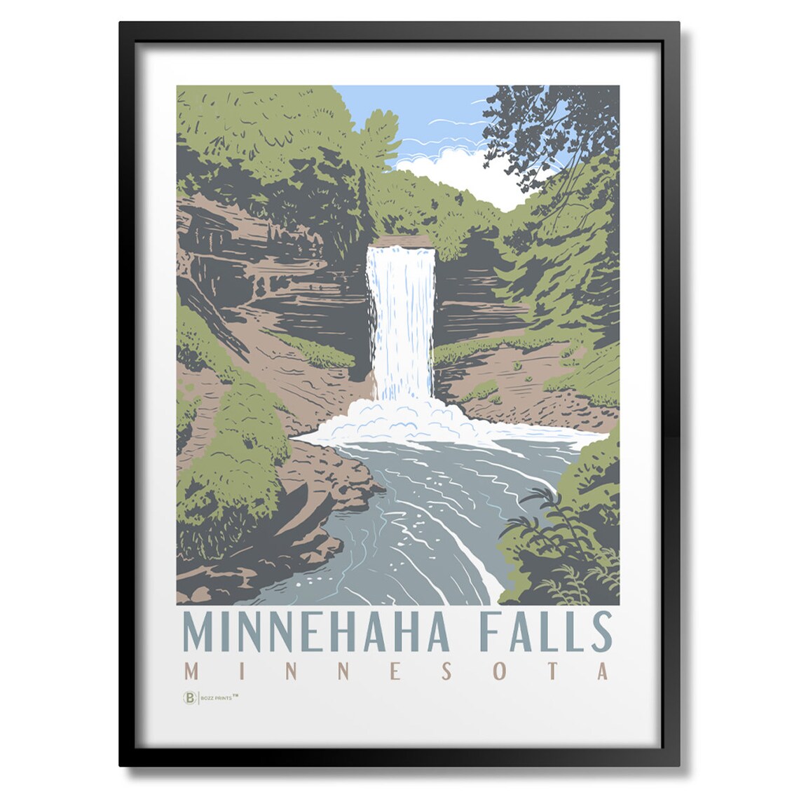Minnehaha Falls Art Print, Landscape Poster