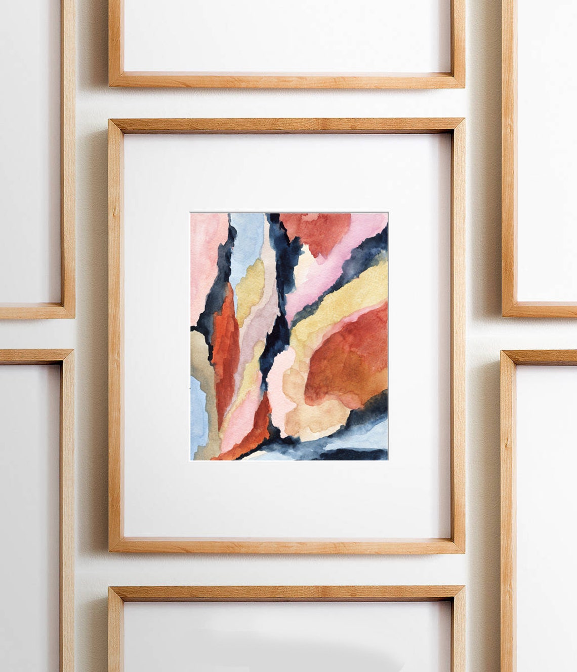 Colorful Abstract Watercolor Brushstrokes Modern Wall Art Decor - Image 2