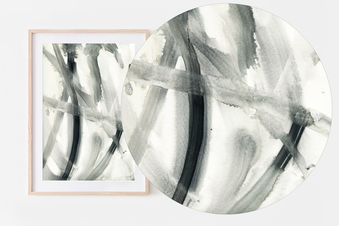 Black White Abstract Poster Bold Ink Brushstrokes Modern Minimal Decor - Image 2
