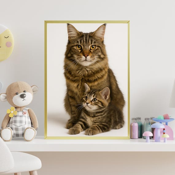 Maine Coon Cat Photography Cute Wall Art Kitten Portrait Pet Poster Kids Room Nursery Decor Mom Gift