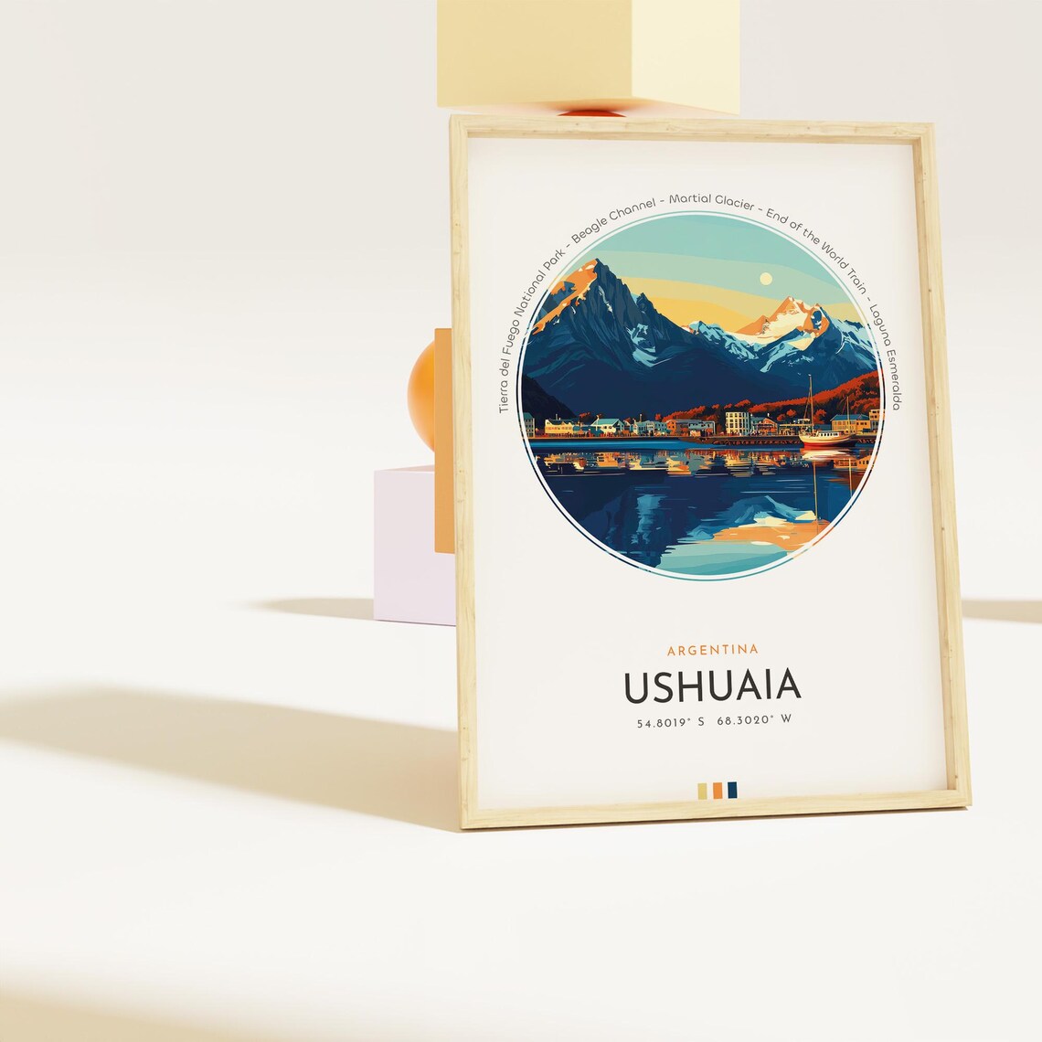 Ushuaia Argentina End of the World Harbor Mountain Travel Poster - Image 2