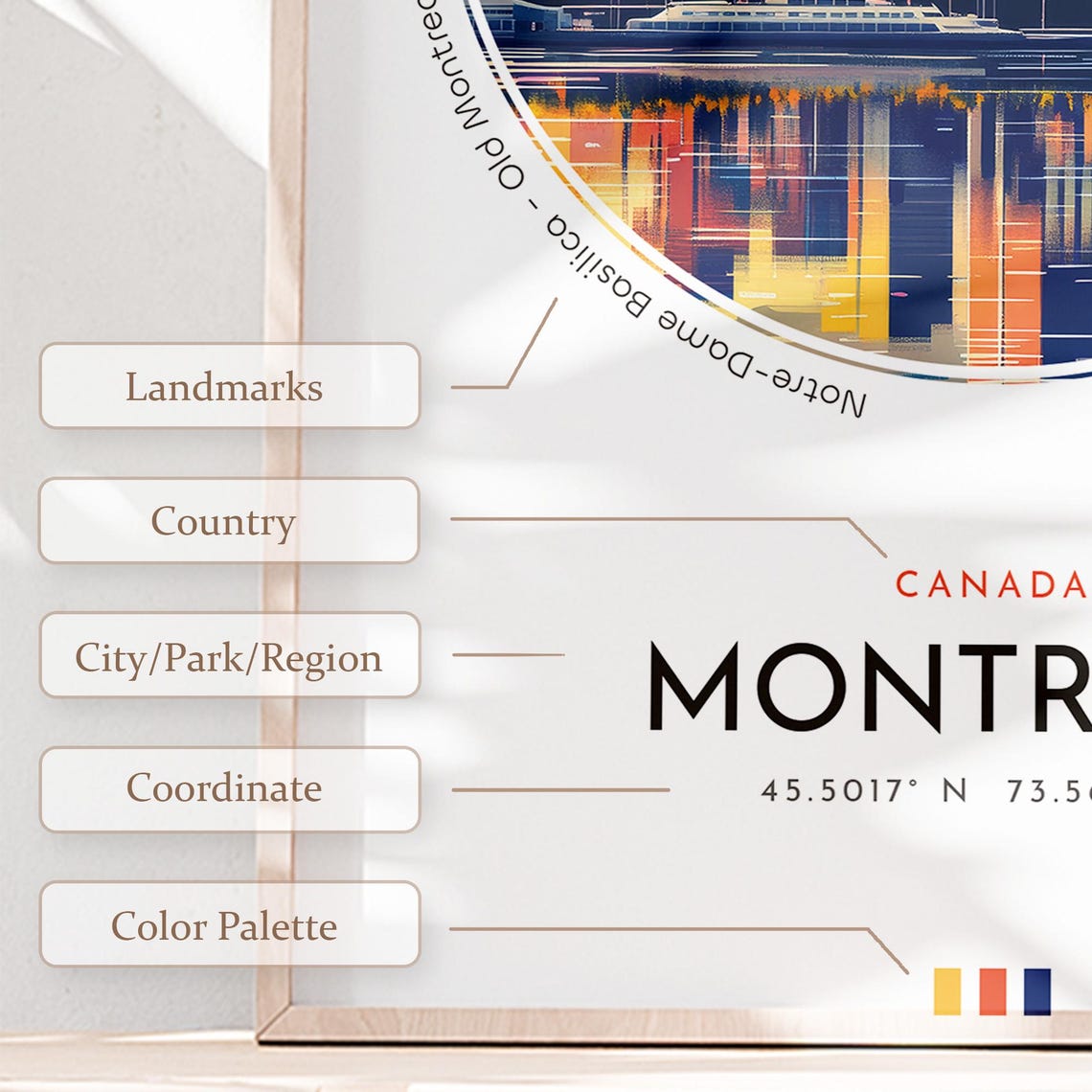 Montreal Canada Sunset Skyline Waterfront Vintage Travel Poster - Image 2